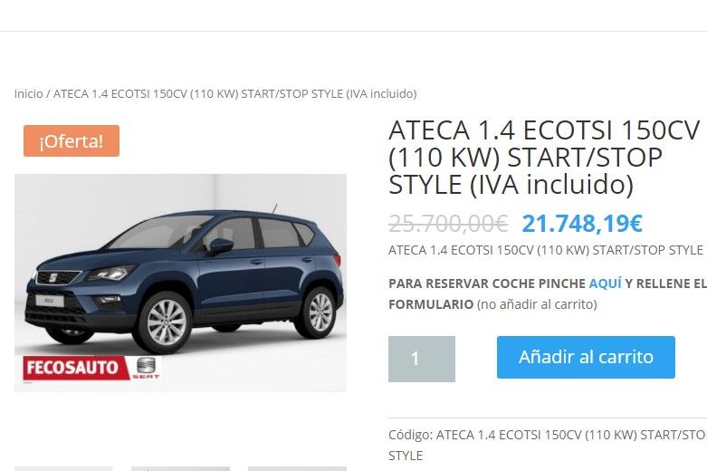 Compra tu SEAT todo 100% ONLINE, Fecosauto SEAT Concesionario SEAT/Volkswagen, Mollet del Vallès, Barcelona, Ateca con descuento