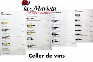 Restaurante La Marieta, nueva carta de vinos, celler de vins, íntimo y familiar, aniversarios,cenas románticas, cenas de empresa y celebraciones en Mollet del Vallès, Barcelona