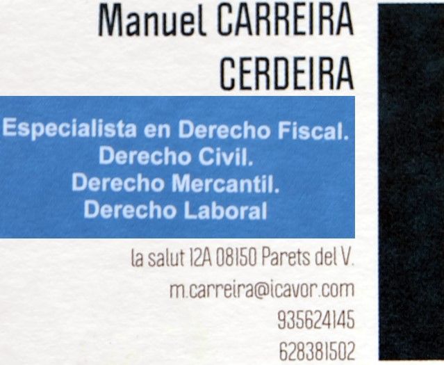 Abogado  especialista en Derecho Fiscal Manuel Carreira en Parets del Vallès,Barcelona