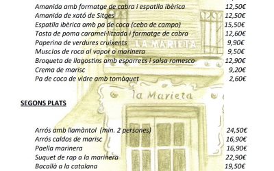 Menú Nadal 2023 restaurante la Marieta de Mollet Vallès